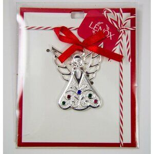 Lenox Jeweled Angel Ornament Silvertone Metal 2.25" NEW